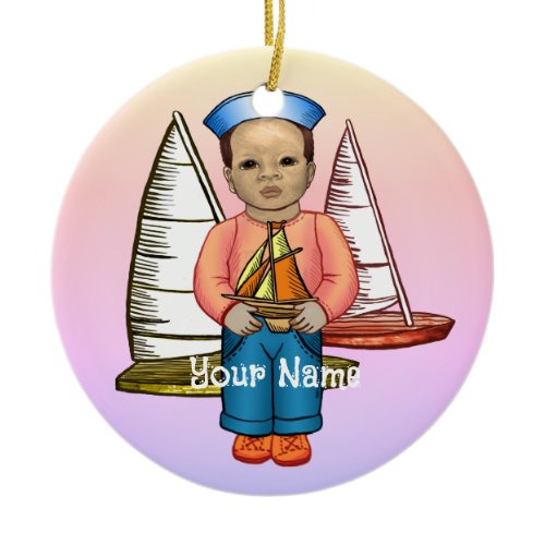 Black Boy Sailor Ceramic Ornament