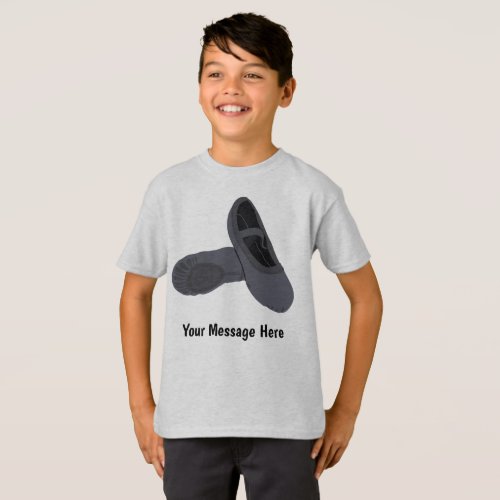 Black Boys Ballet Shoes Personalized Message T_Shirt