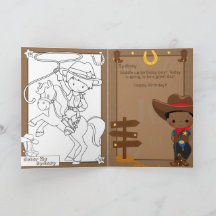 Black Boys Cowboy Coloring Page Happy Birthday