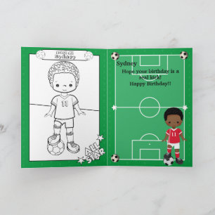 Black Boys Soccer Coloring Page Happy Birthday Card