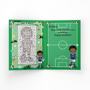 Black Boys Soccer You're A-Maze-ing Happy Birthday Card