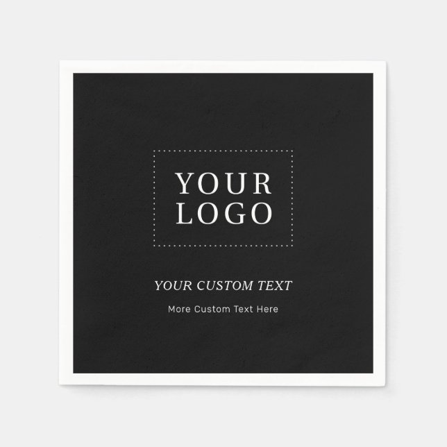 Black Branded Custom Business Logo Promotional Napkins (Front)