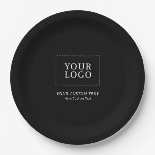 Black Branded Custom Business Logo Promotional Paper Plates