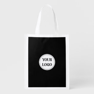Black Branded Logo Corporate Business Company Ba Grocery Bag