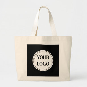 Black Branded Logo Corporate Business Company Ba Large Tote Bag