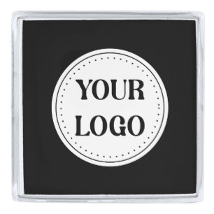 Black Branded Logo Corporate Business Company Ba Silver Finish Lapel Pin