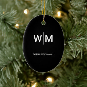 Black Branded Logo Corporate Business Company Ceramic Ornament