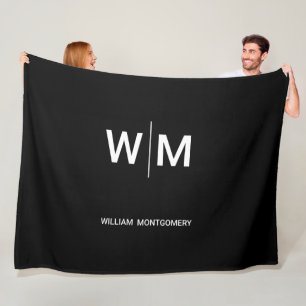 Black Branded Logo   Corporate Business Company Fleece Blanket