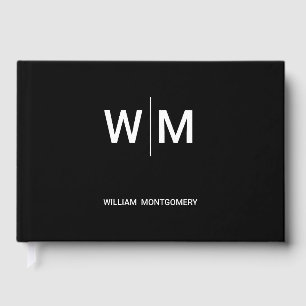 Black Branded Logo Corporate Business Company Foil Guest Book