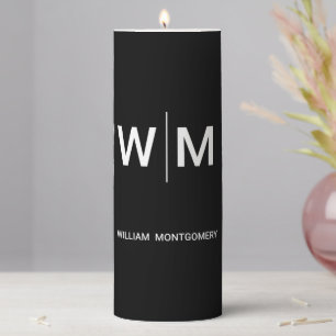 Black Branded Logo Corporate Business Company Pillar Candle
