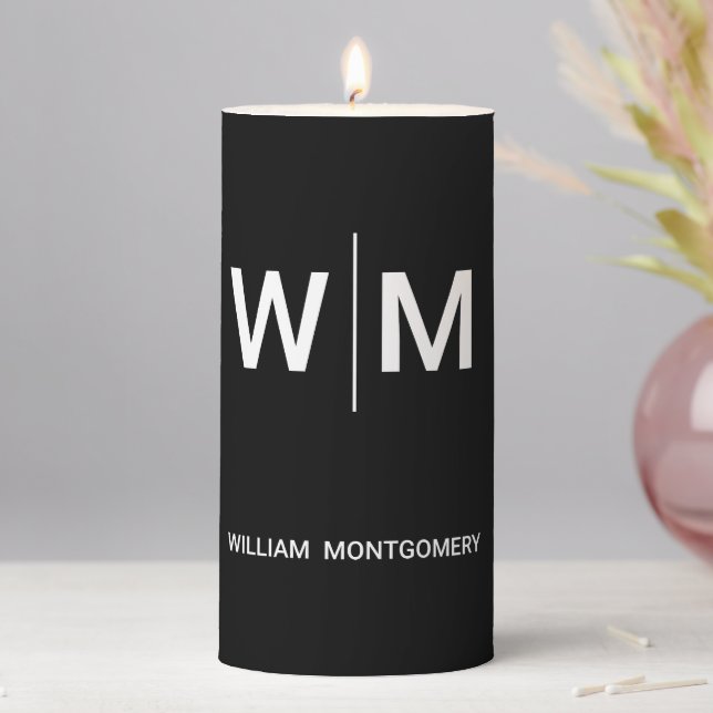 Black Branded Logo | Corporate Business Company Pillar Candle (In Situ)