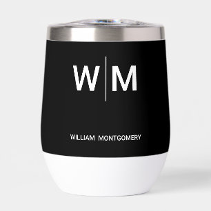 Black Branded Logo   Corporate Business Company Thermal Wine Tumbler