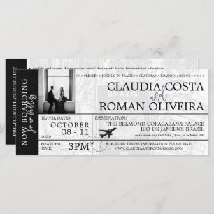 Black Brazil Wedding Boarding Pass