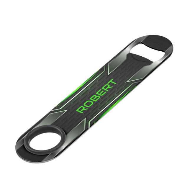 Black & Breen Gaming Background Monogram Bar Key (Back Angled)