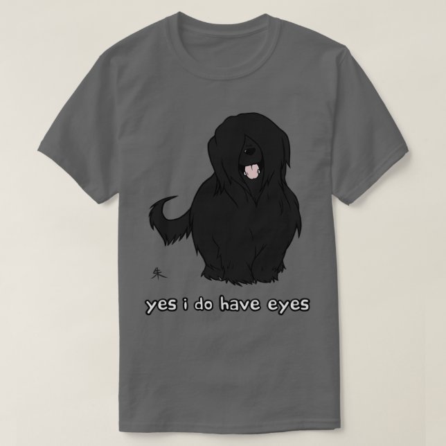 Black Briard Yes I have eyes  T-Shirt (Design Front)