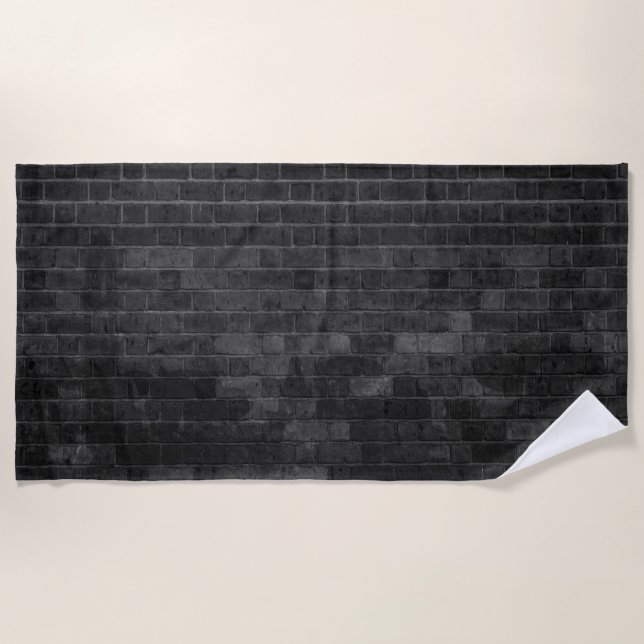 Black Brick Design Beach Towel (Front)