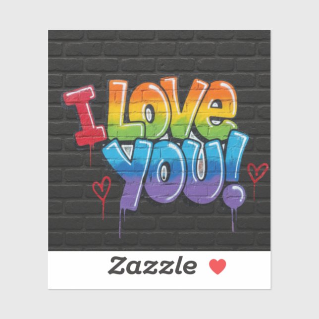 Black Brick Graffiti I Love You Sticker (Sheet)