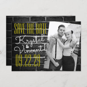 Black Brick Save the Date Invitation