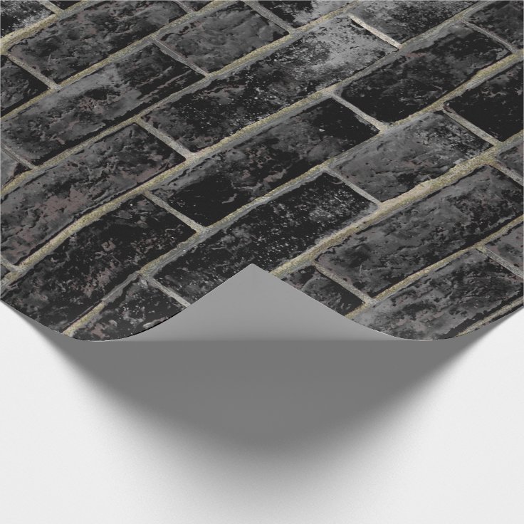 Black Brick Wall Pattern Wrapping Paper Zazzle