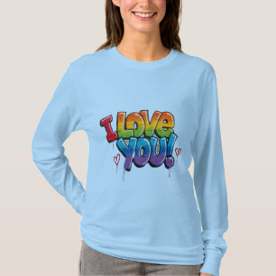 Black Brick Wall with Graffiti “I Love You!” T-Shirt