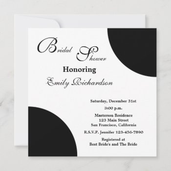 Black Bridal Shower Invitation -- Black On White by henishouseofpaper at Zazzle