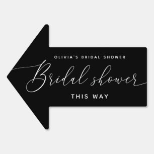 Black Bridal Shower Minimalist Directional Arrow Sign