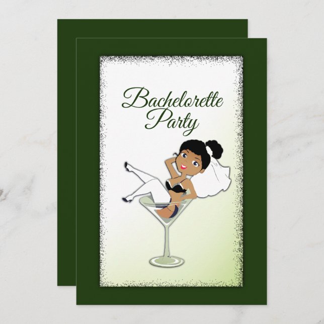 Black Bride Bachelorette Party Invitation (Front/Back)