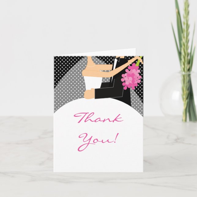Black Bride & Groom Thank You Note Card (Front)