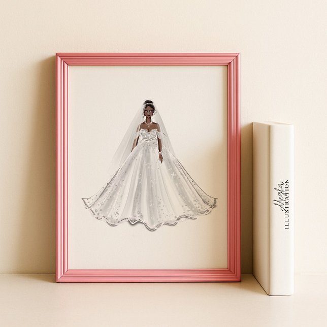 Black bride, white gown, artwork, illustration, poster (Creator Uploaded)