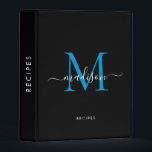 Black Bright Blue Monogram Script Name Initial Mini Binder<br><div class="desc">Elegant Modern Black Bright Ocean Blue Monogram Feminine Girly Script Name Initial Mini Binder</div>