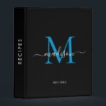 Black Bright Blue Monogram Script Name Initial Mini Binder<br><div class="desc">Elegant Modern Black Bright Ocean Blue Monogram Feminine Girly Script Name Initial Mini Binder</div>