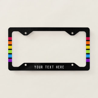 Black Bright Rainbow Stripe | Personalize License Plate Frame