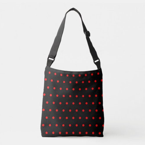 Black Bright Red Polka Dots Crossbody Bag