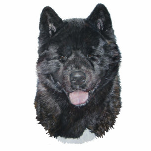 black brindle akita dog portrait sculpture pin