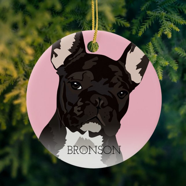 Black Brindle French Bulldog Christmas Ceramic Ornament (Creator Uploaded)