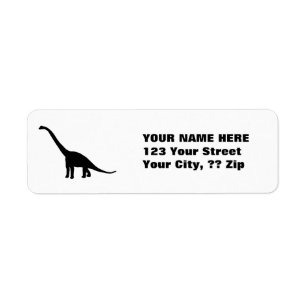 Black Brontosaurus Dinosaur Shadow Dino Label