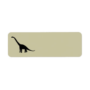 Black Brontosaurus Dinosaur Shadow Dino Label