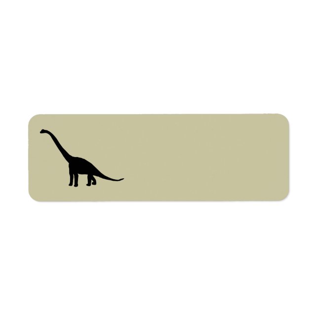 Black Brontosaurus Dinosaur Shadow Dino Label (Front)
