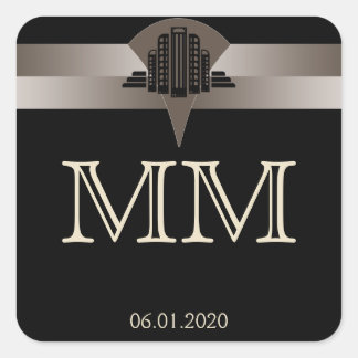 Black Bronze Art Deco Tower Monogram Sticker