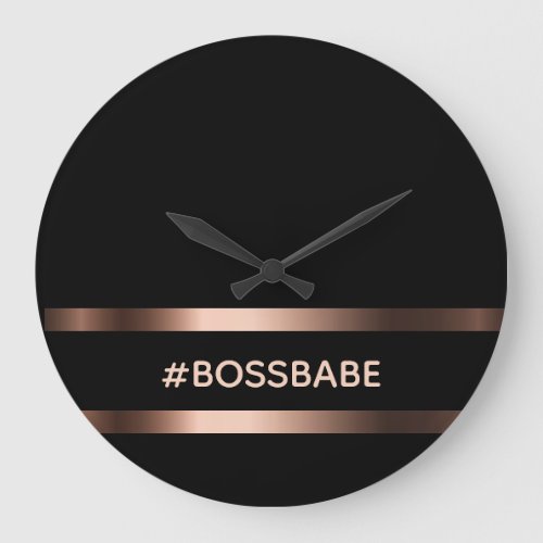 Black bronze bossbabe motivational elegant large clock