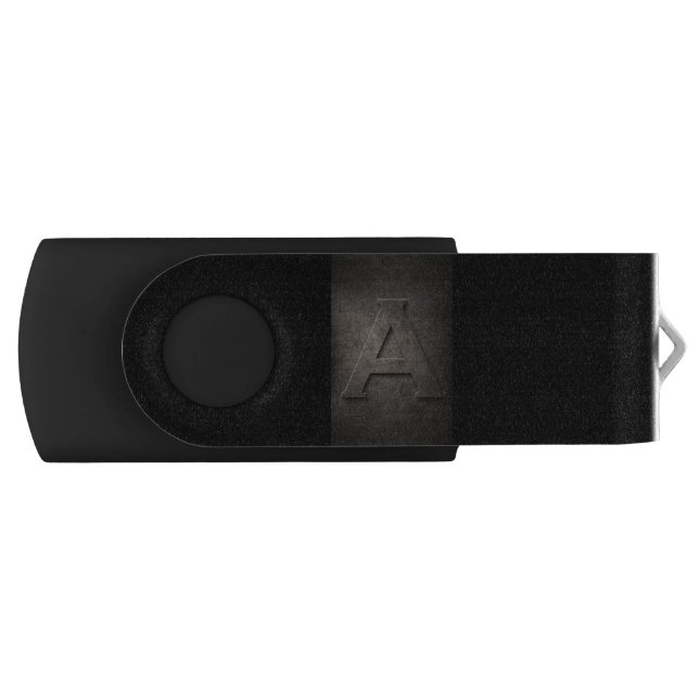 Black Bronze Metal A Monogram USB USB Flash Drive (Front)