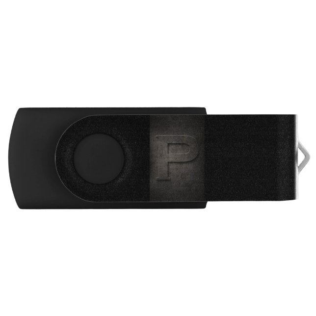 Black Bronze Metal P Monogram USB Flash Drive (Front)