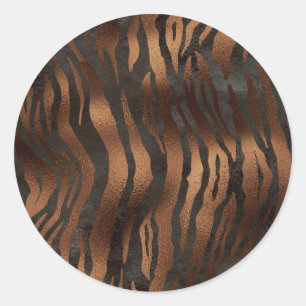 Black Bronze Tiger Elegant Chic Stylish Classic Round Sticker