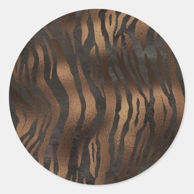 Black Bronze Tiger Elegant Chic Stylish Classic Round Sticker (Front)