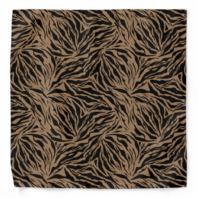 Black & Brown Abstract Animal Fur Pattern Bandana (Front)