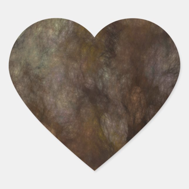 Black & Brown Abstract Fractal Heart Sticker (Front)