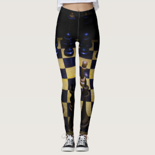  Black Brown and  Blue Chess Game Leggings