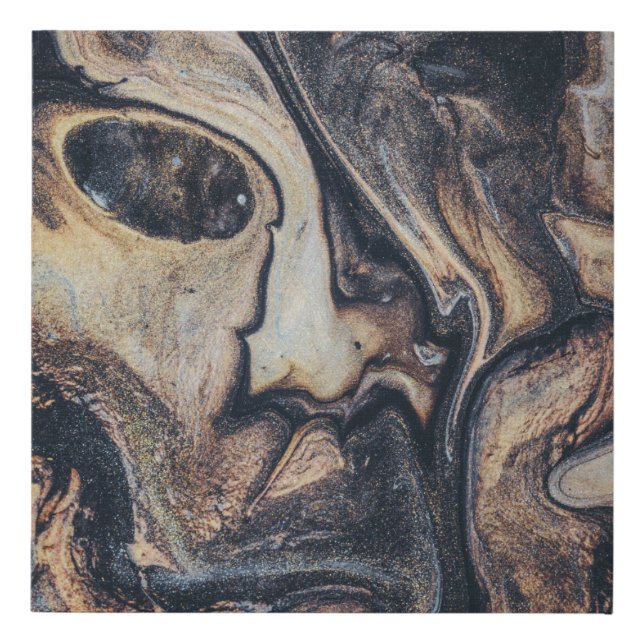 Black, brown, and gray abstract painting faux canvas print (Front)