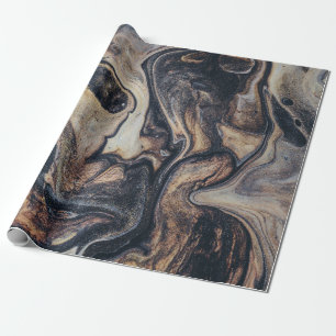 Black, brown, and gray abstract painting wrapping paper