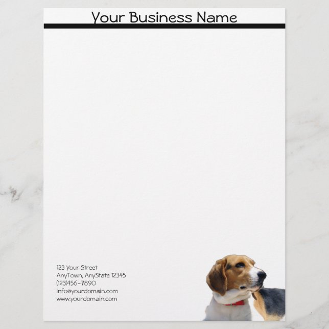 Black Brown and White Beagle Dog Letterhead (Front)